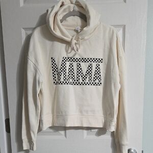 Cream Hoodie with 'MAMA' Print